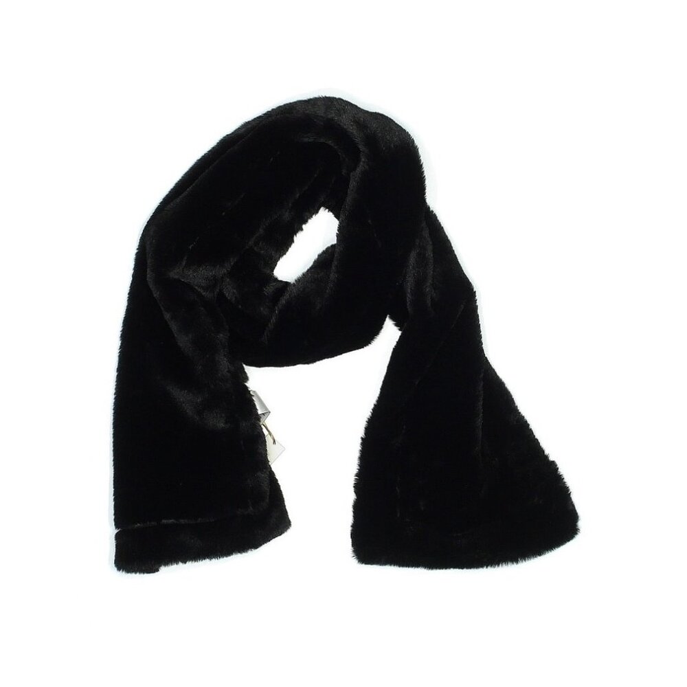 House Of Harlow Black Faux Fur Vegan Leather Reversible Scarf Wrap OS | Mob Wife - Picture 2 of 16